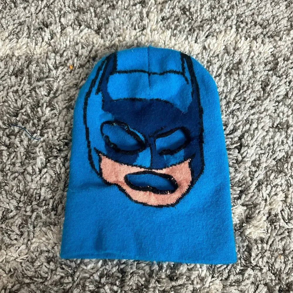 DC Comics Batman Full Face Ski Mask Beanie Balaclava Winter Knit Hat Blue Kids